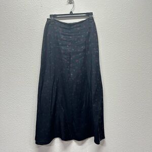 Vintage We Too Whimsigoth Black Iridescent Roses Midi Maxi Skirt Size 7 (Small)